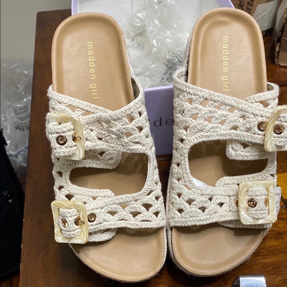 Madden Girl Cream Studded Sandals